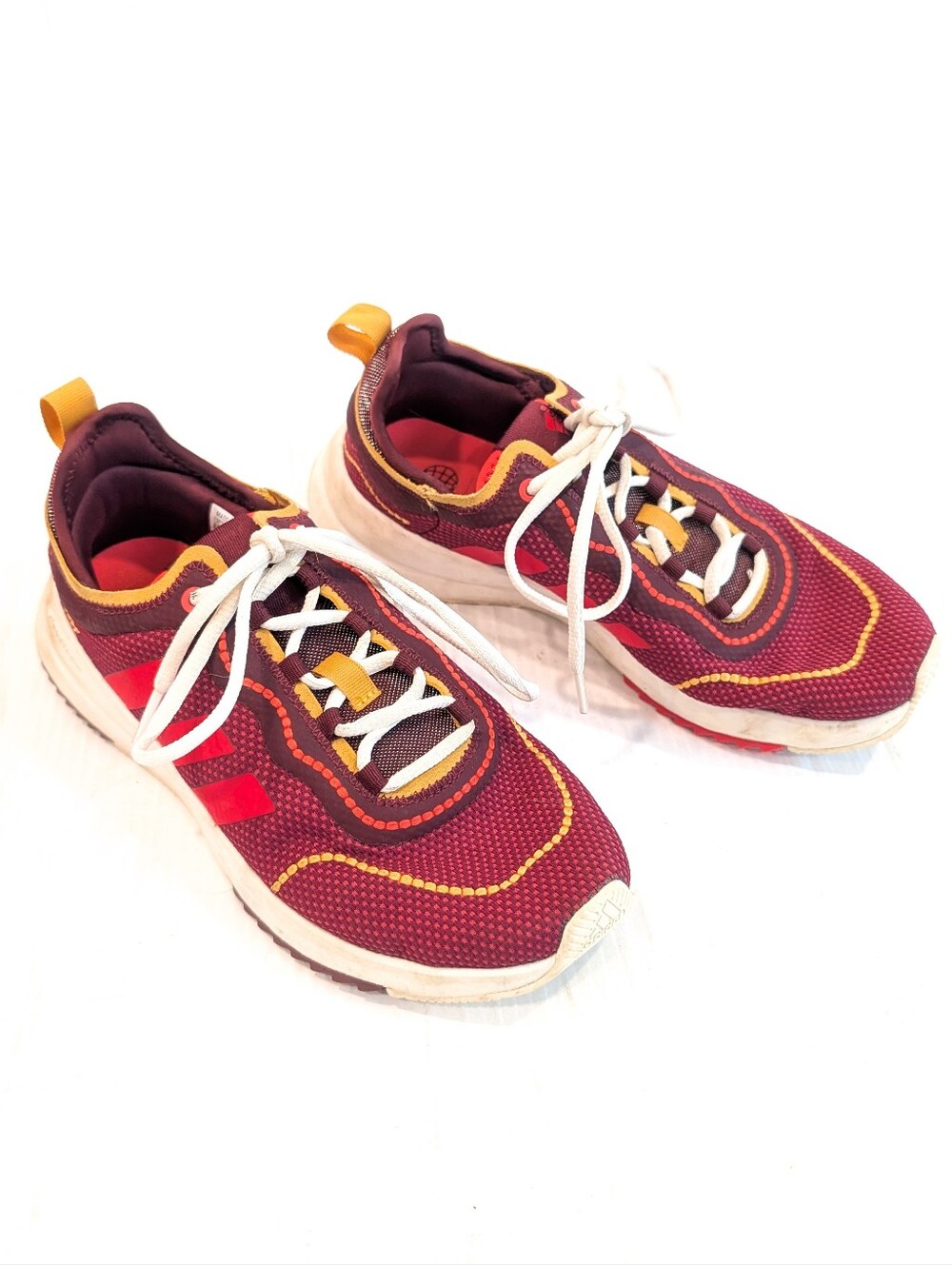 ADIDAS Fukasa Run Running Shoes Kids Red & Yellow Athletic Sneakers Size 5
